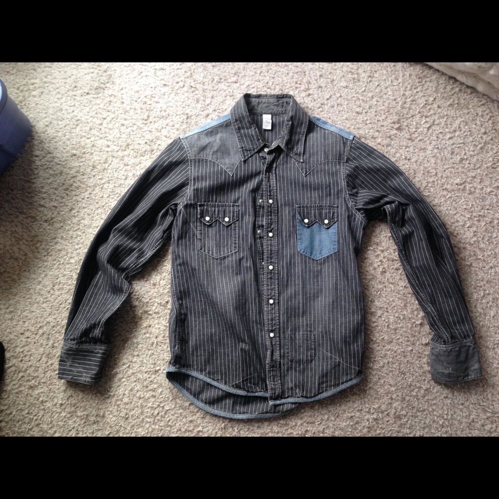 PRPS denim western style pearl snap buttons shirt